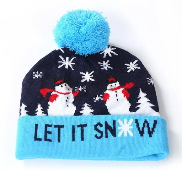 LET IT SNOW Light Up LED Holiday Beanie Hat - Picture 2 of 5